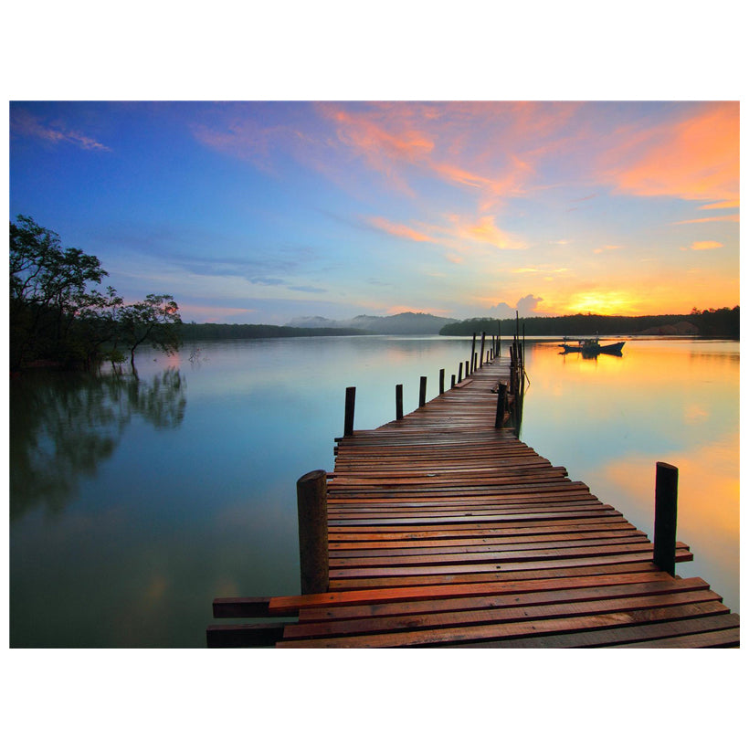 Full Square Diamond Painting Sunset Lake Scenic Cross Stitch Kit - DIY Art Craft