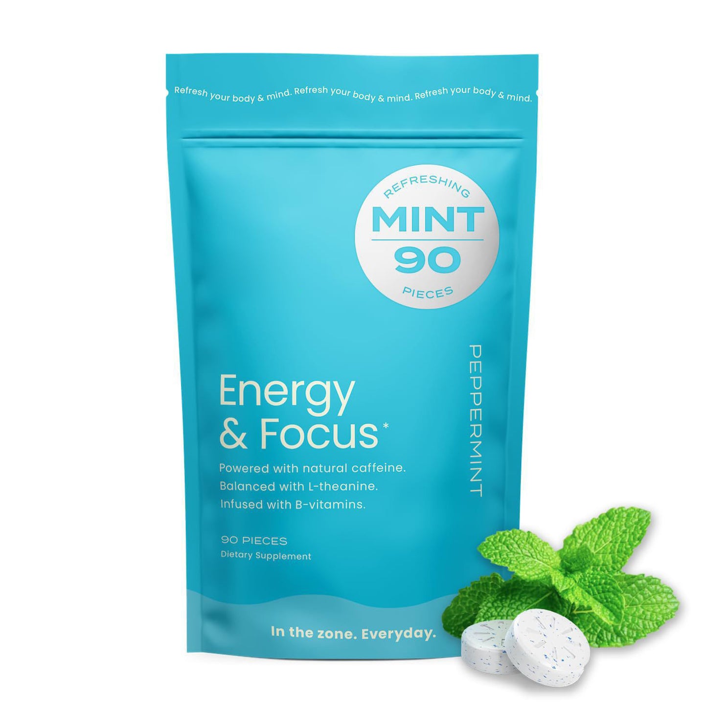 90 Energy Mints Pressing Treatment - Dietary Supplement for Energy & Focus