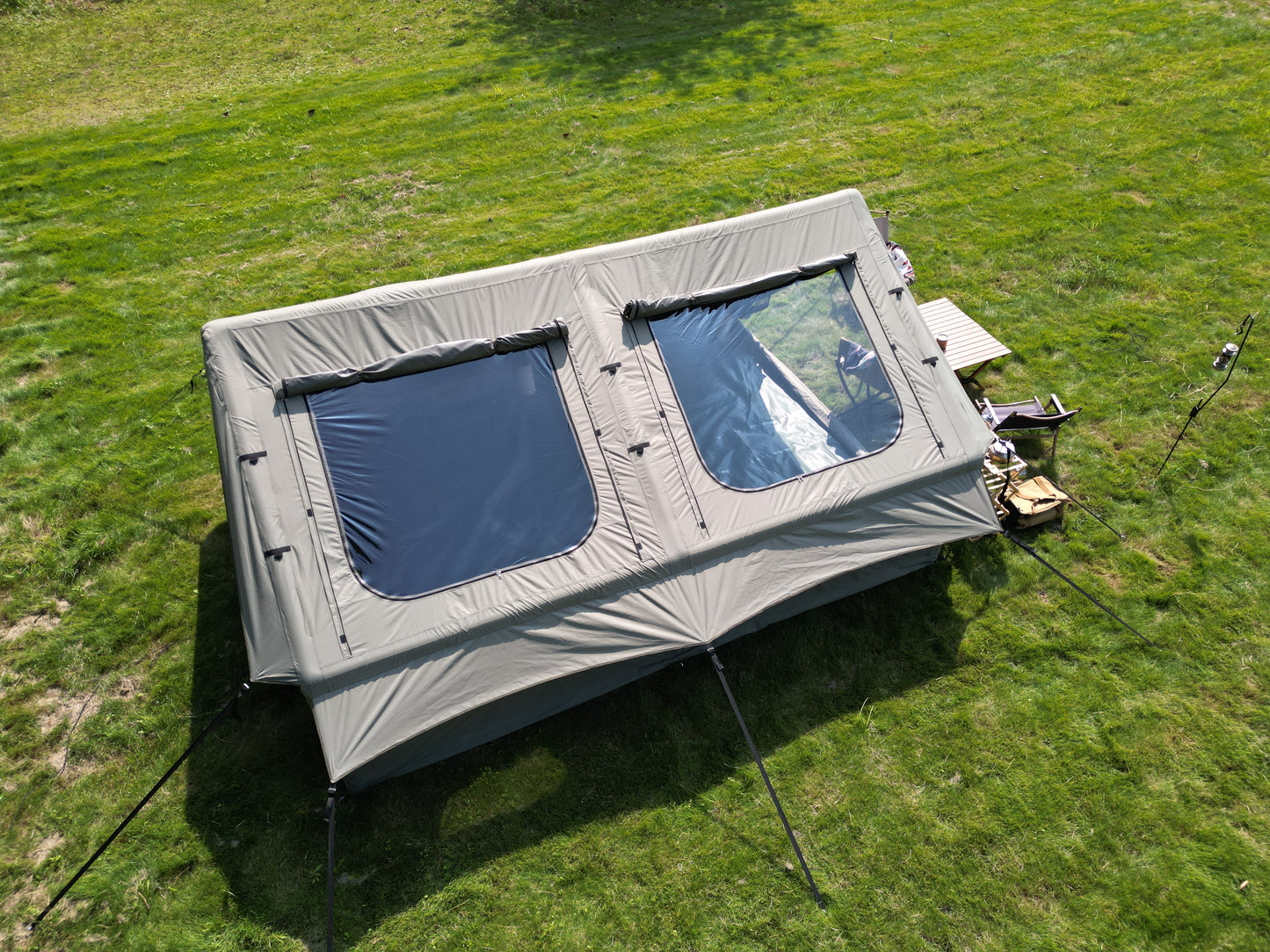 Inflatable Camping Tent - 9.8x13ft for 7-8 People, Waterproof, Easy Setup - Army Green