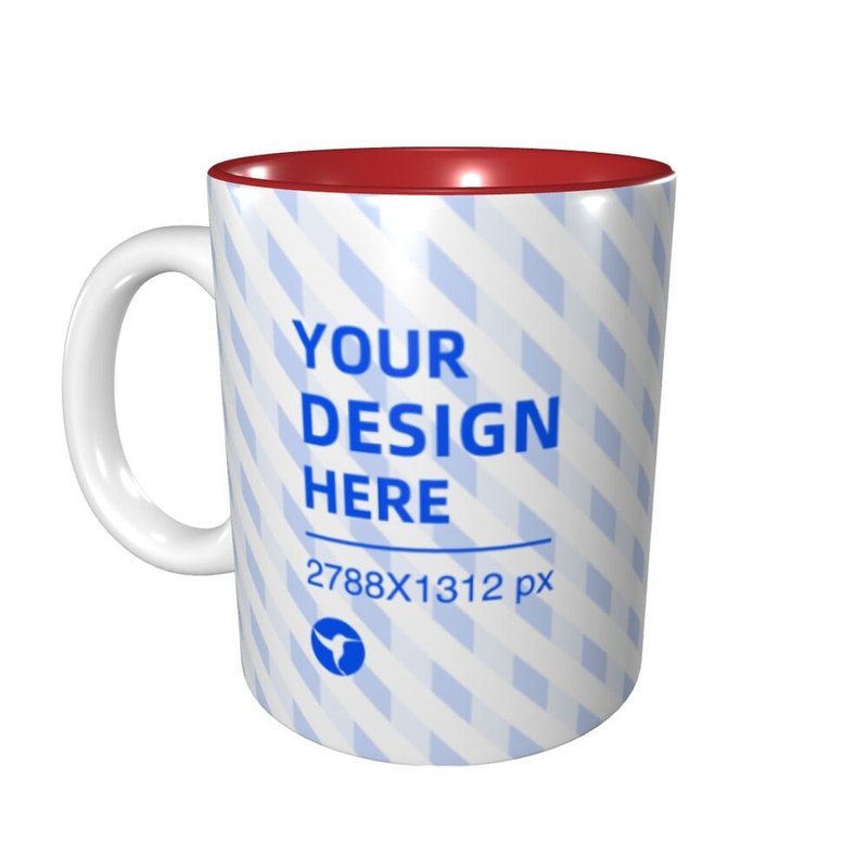 Full Comfort Handle Colored Mug - Ceramic Coffee Cup with Curved Handle