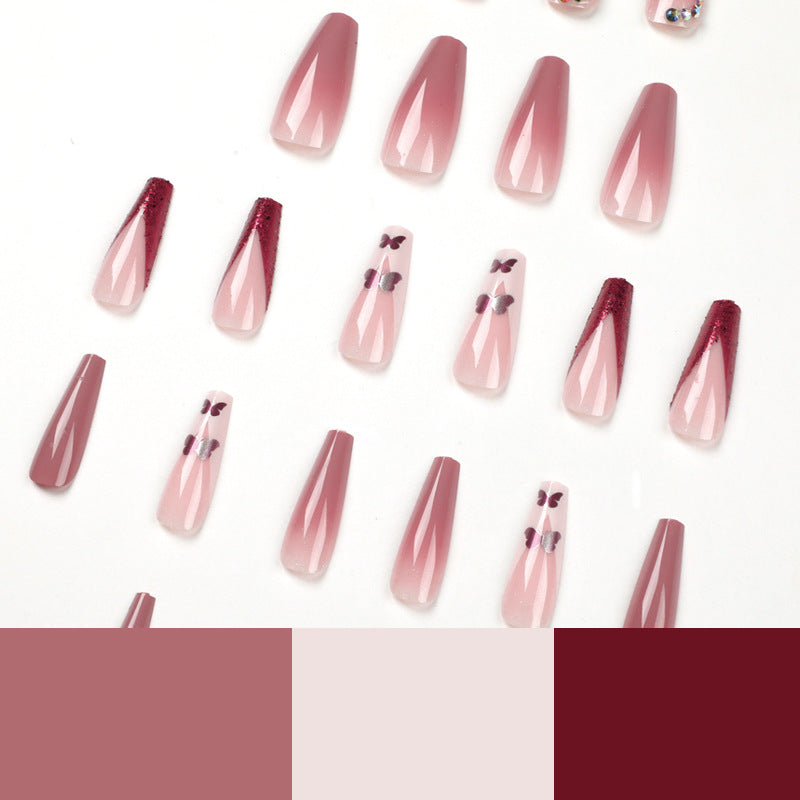 Butterfly Rhinestone Nail Art Kit - 24 Tips + Glue