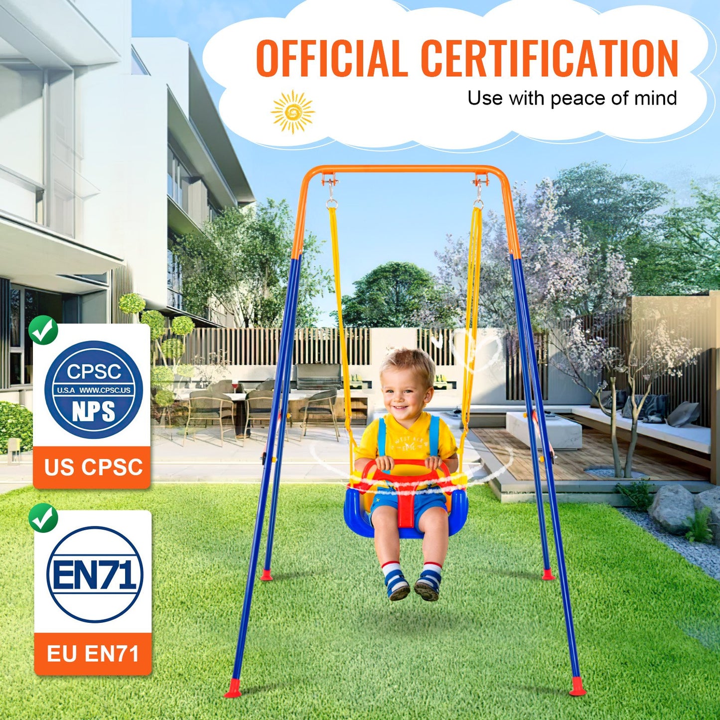 3-in-1 Backyard Swing Set for Kids and Teens - Foldable & Sturdy with Sandbags