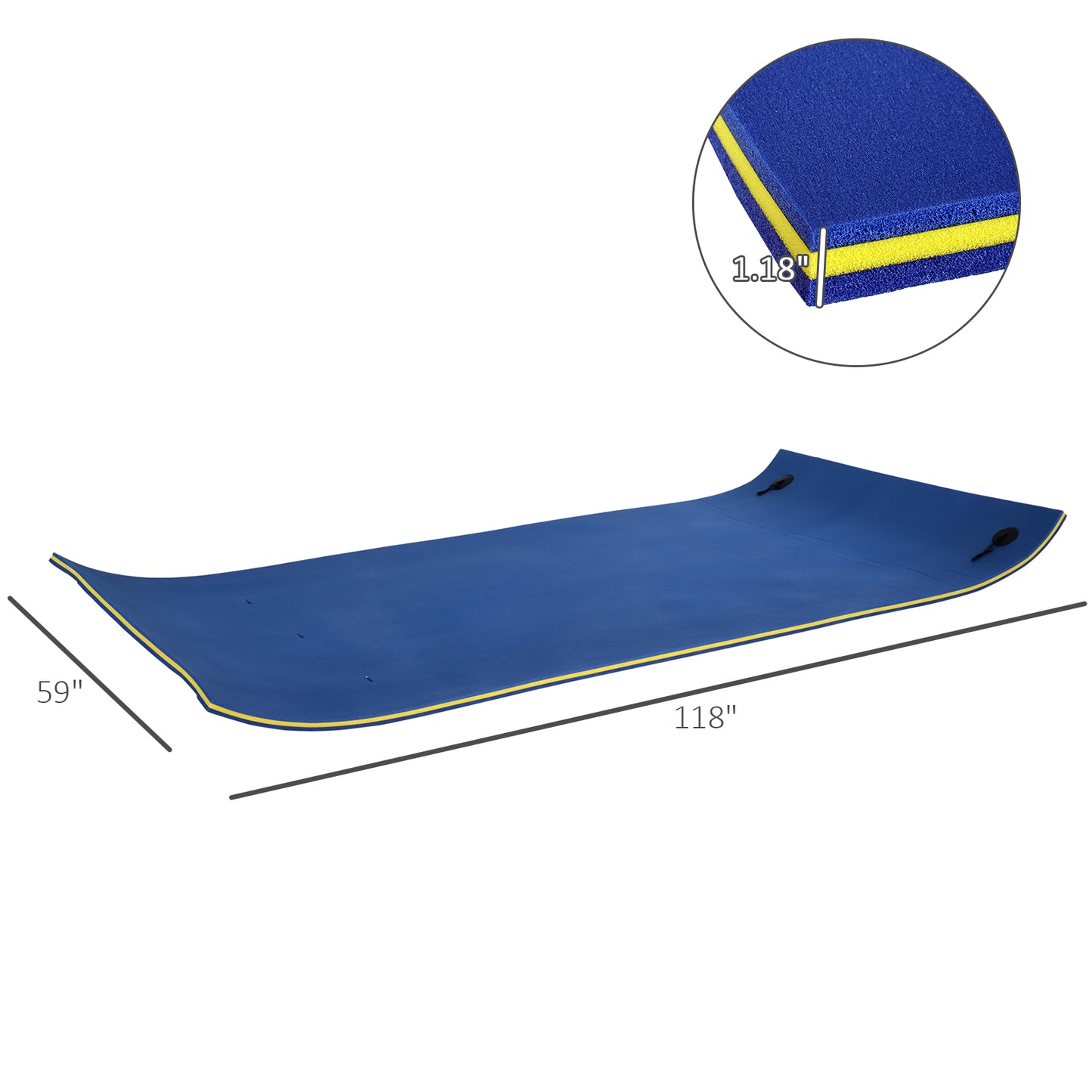 Roll-Up Pool Float Mat - Blue Water Pad for Lakes & Oceans