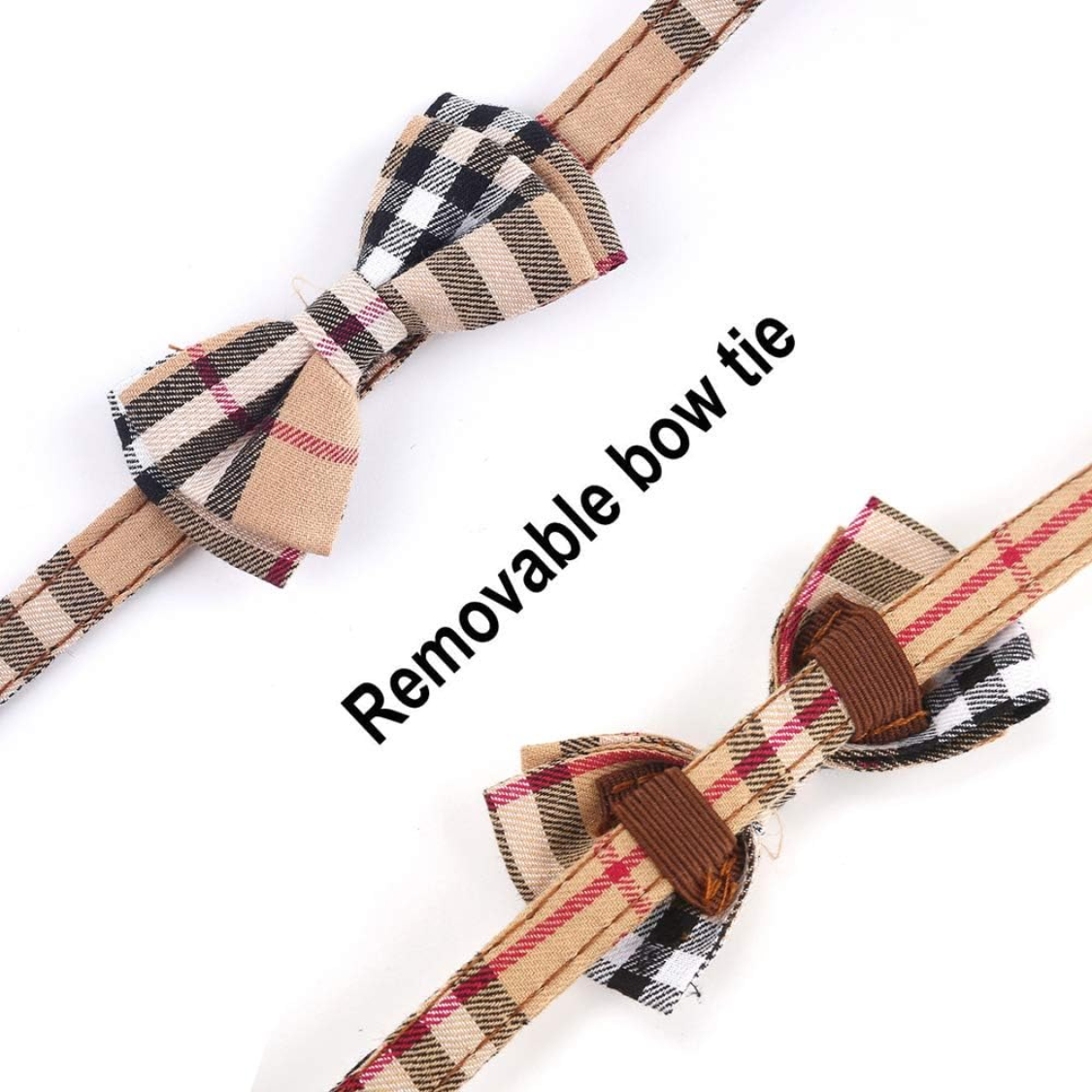 Cat Collars Breakaway 2 Pack with Removable Bow Tie and Bell - Plaid Style, Adjustable for Kittens and Cats