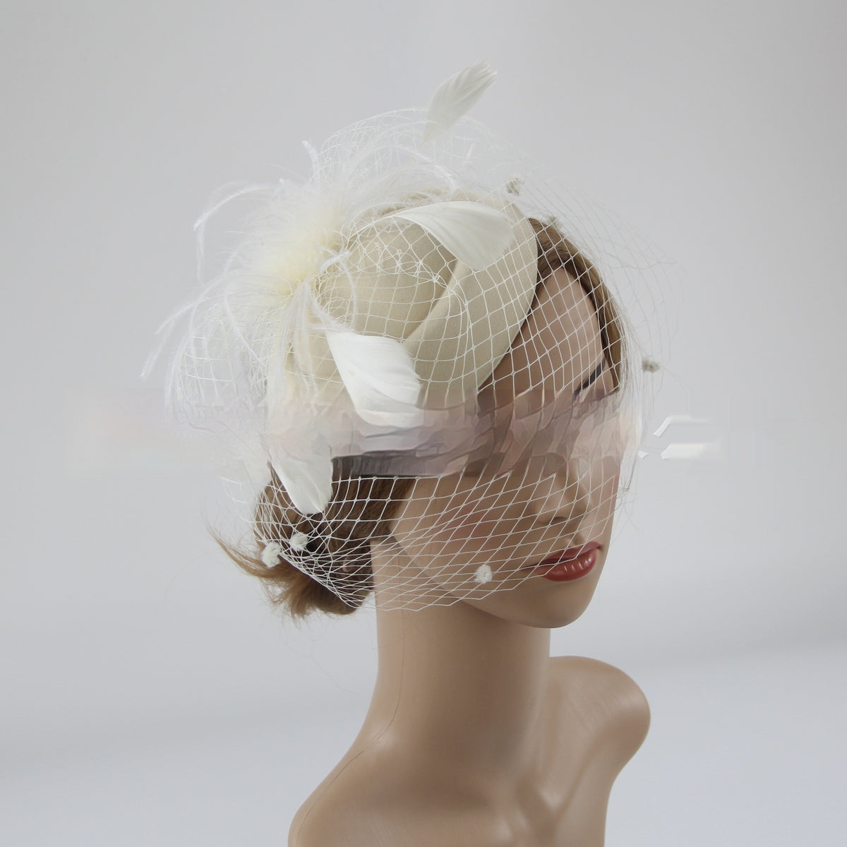 Vintage Bridal Veil Headdress with Flowers