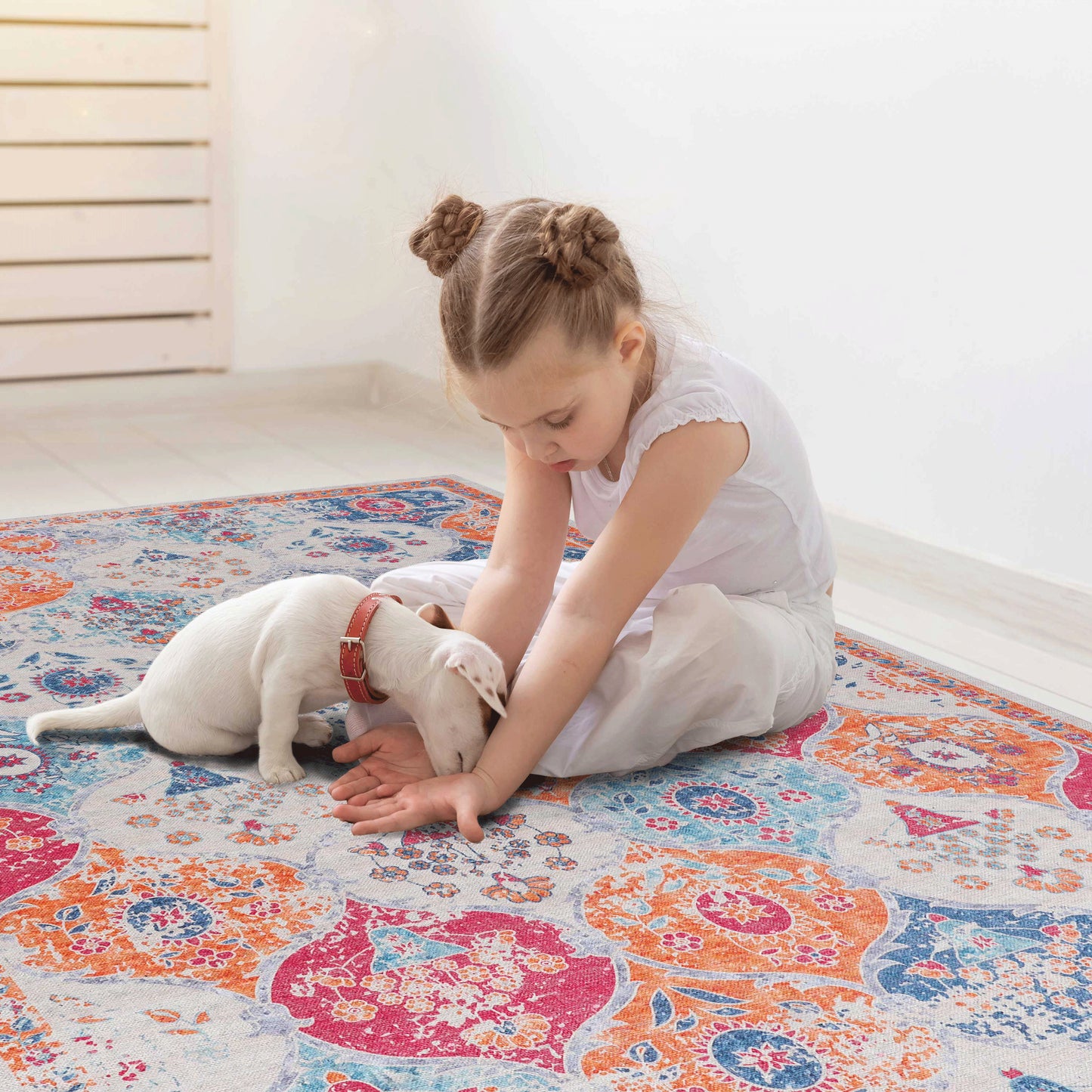 2x3 Cream Area Rug, Washable Rugs, Low-Pile, Non-Slip, Non-Shedding,