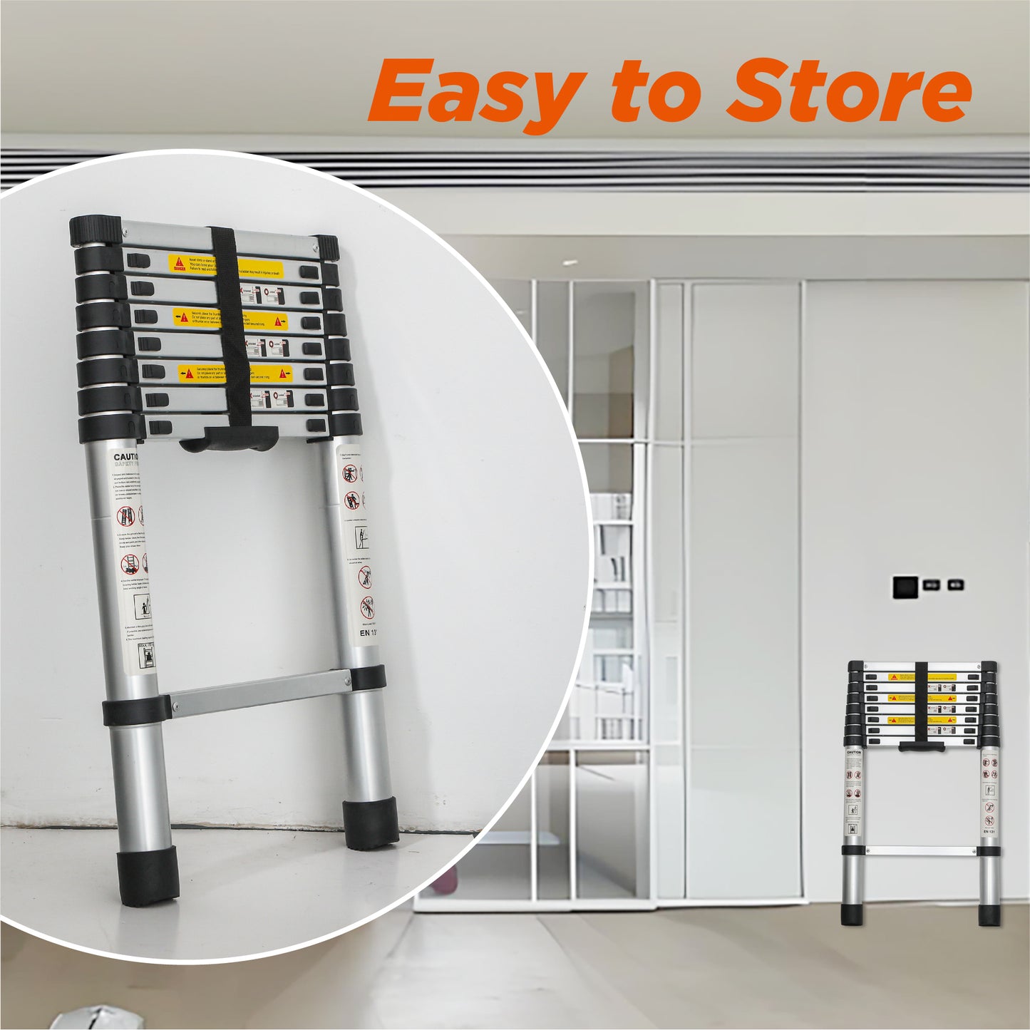 8.5ft Telescoping Aluminum Ladder - Portable Folding Extension for Indoor Outdoor Work