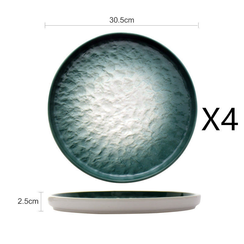 Gradient Emerald Stone Pattern Dinner Plate - 6/8/10 Inch Nordic Style Porcelain