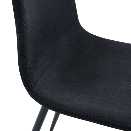 Set of 4 Black Linen-Cotton Dining Chairs with Metal Legs
