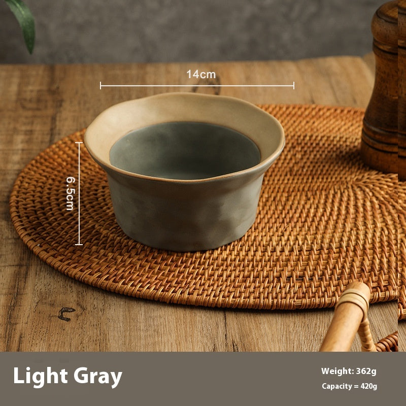 Retro Ceramic Kitchen Bowl Set with Spoons - Handmade Stoneware Dinnerware
