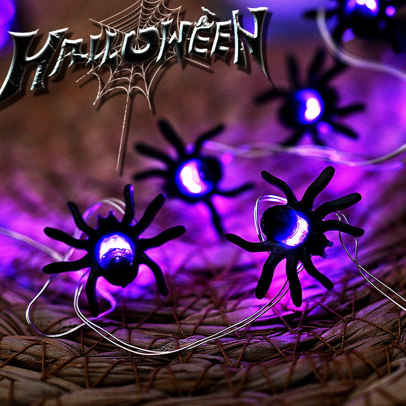LED Purple Spider String Lights Halloween Decoration - 2M or 5M Options