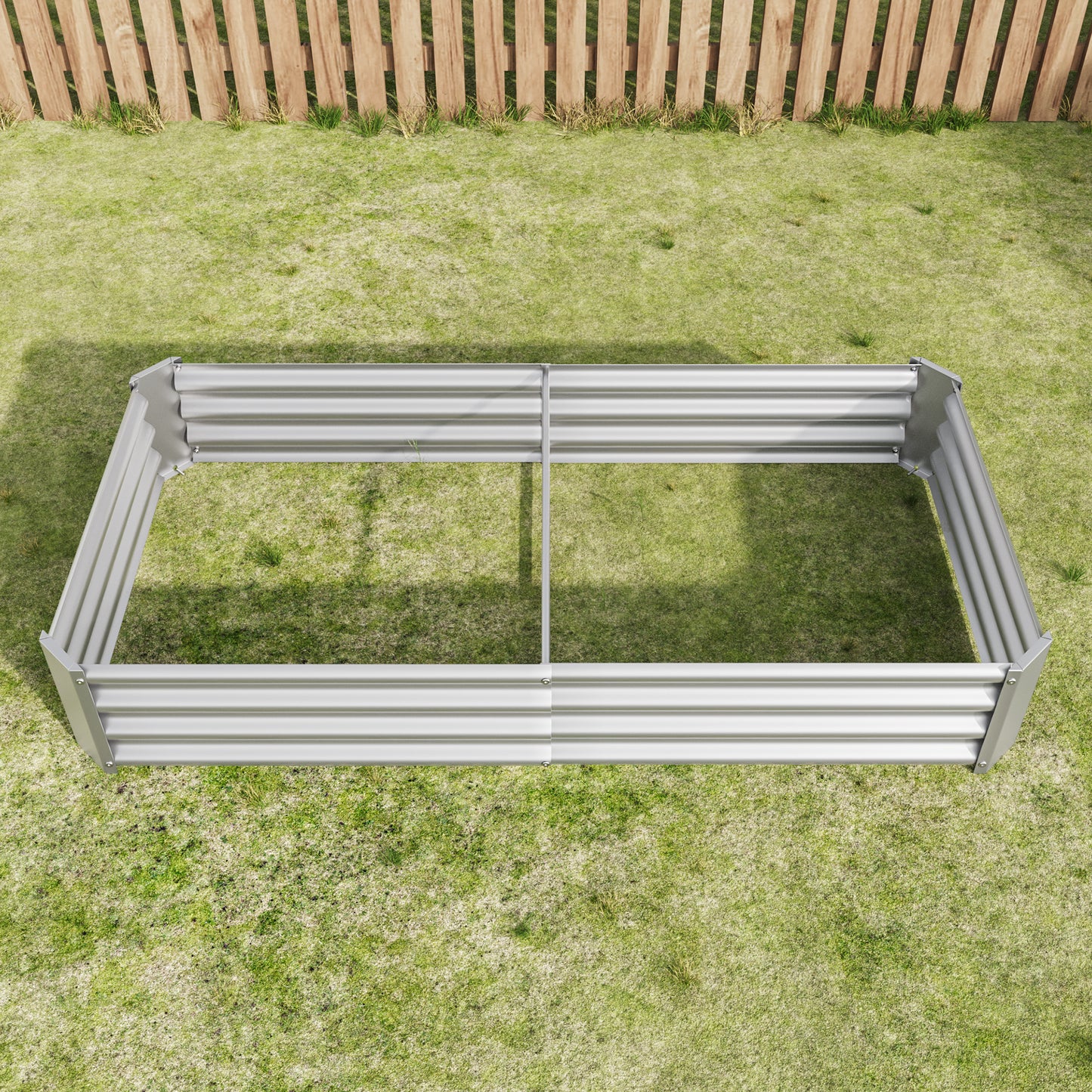 2PCS Metal Raised Garden Planter Beds 6' x 3' x 1' - Silver
