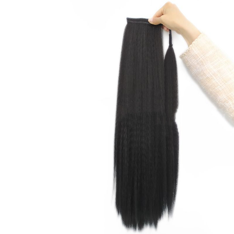Women's Fluffy Straight Ponytail Wig Head Cover - YAKI 1b