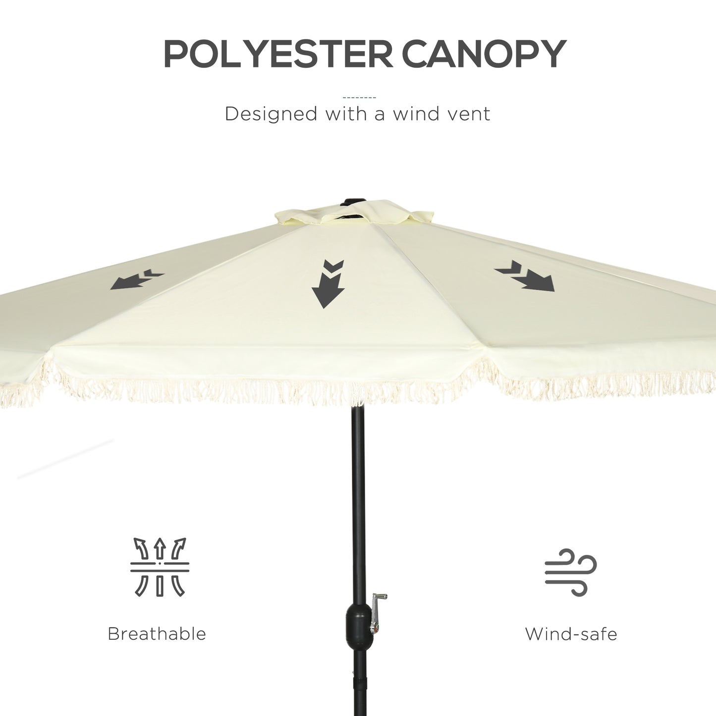9 ft Cantilever Umbrella with Tilt & Crank - Cream White