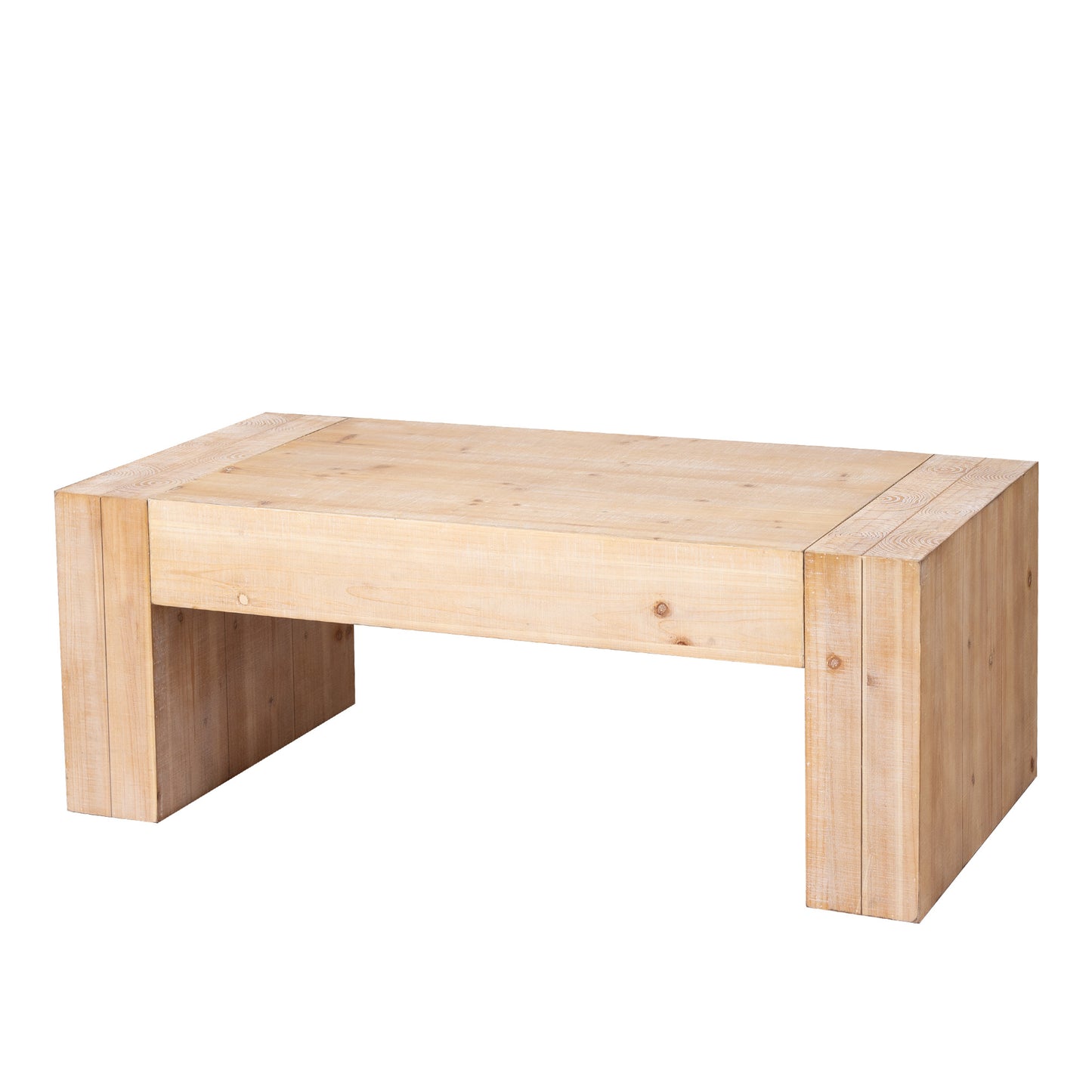 49" Rustic Wood Coffee Table - Engineered Wood with Whitewashed Finish