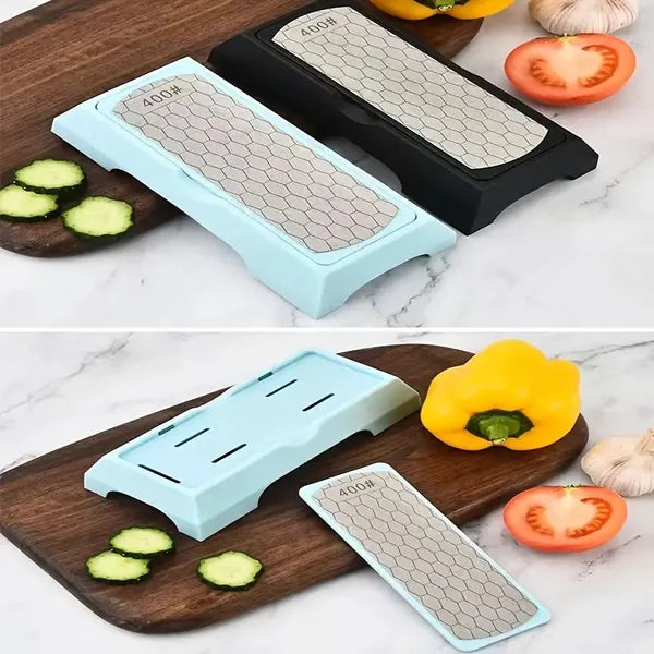 Diamond Sharpening Stone 400/1000 Grit - Non-Slip Base for Kitchen Tools
