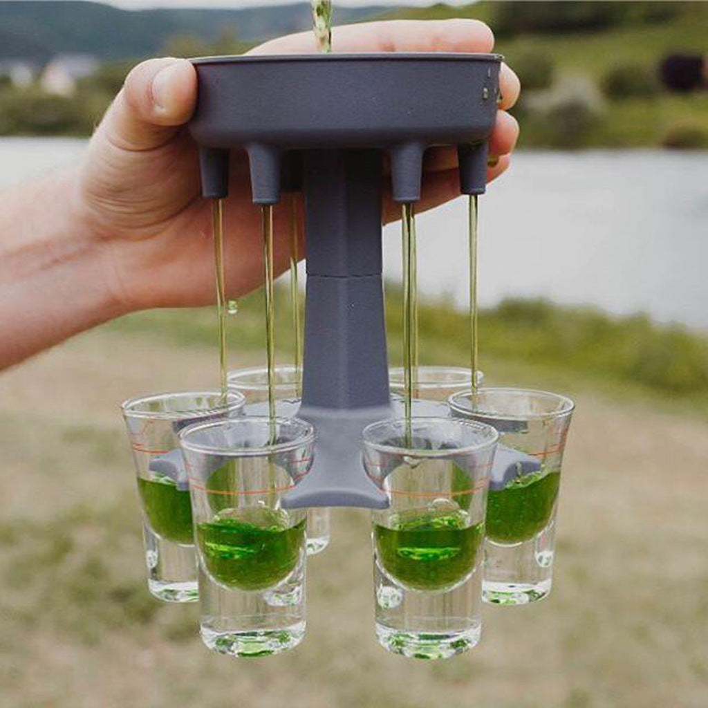 6-Shot Glass Dispenser Holder Rack Bar Accessories for Drinking Games and Parties