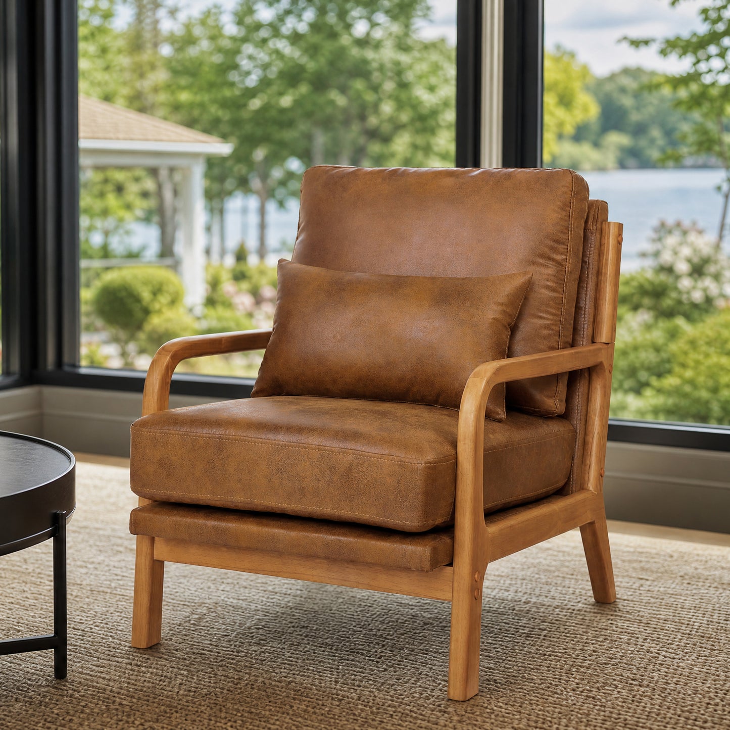 Mid-Century Modern Wooden Lounge Chair - Light Brown
