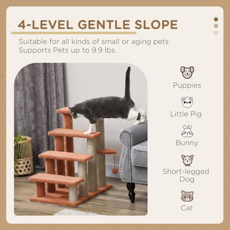 Cat Steps with Scratching Posts for High Beds and Sofas - Brown, 3-Step Cat Tree