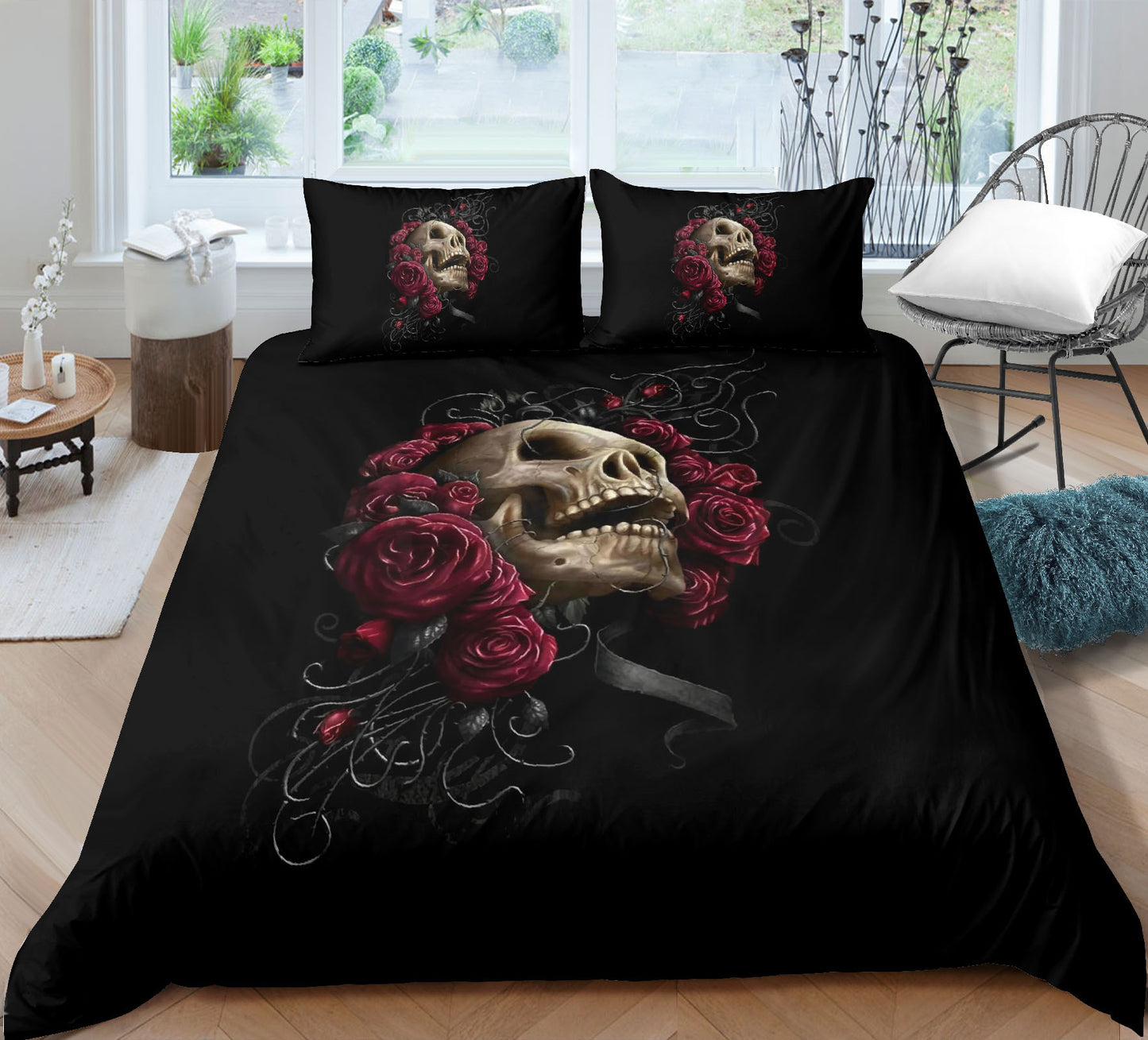 Skull 3D Digital Printing Bedding Set - Bed Sheet Quilt Cover & Pillowcases