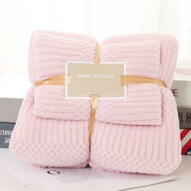 Thick Coral Fleece Bath Towel - Household Shower & Beach Towel Set