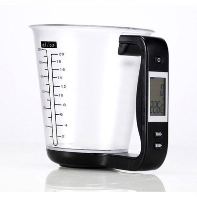 Electronic Measuring Cup and Kitchen Scale - Multifunctional Meal Scale, Battery Operated, Black