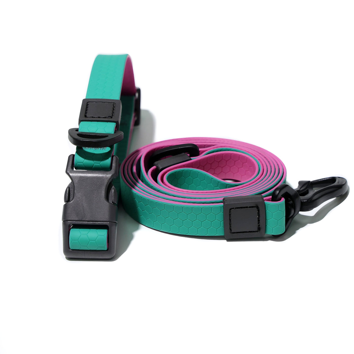Honeycomb Embossed Dual-Color Pet Leash Set Waterproof & Wear-Resistant