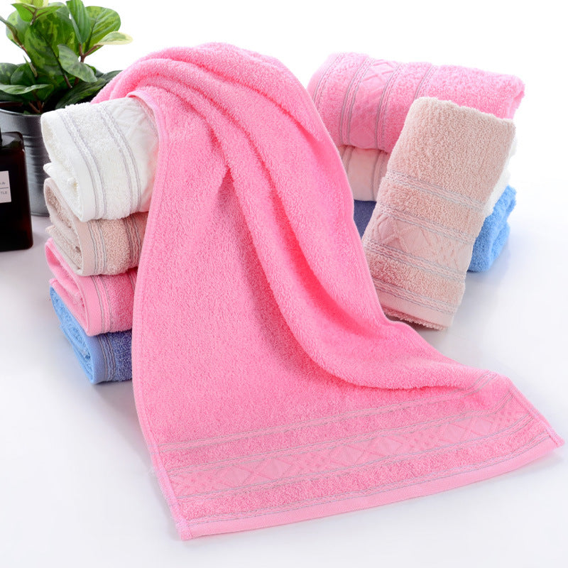 Pure Cotton Towel - Soft, Highly Absorbent, Solid Color, Embroidered All-Cotton