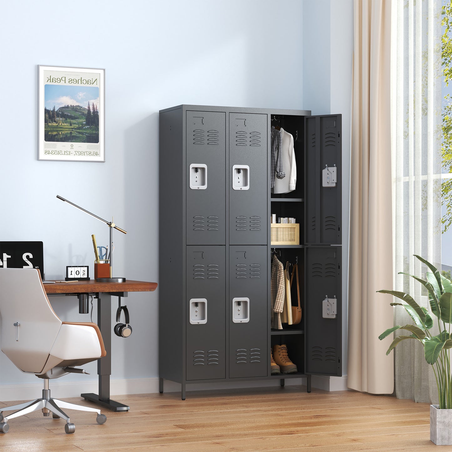 6 Door 72 H Metal Lockers With Lock For Employees,Storage Locker