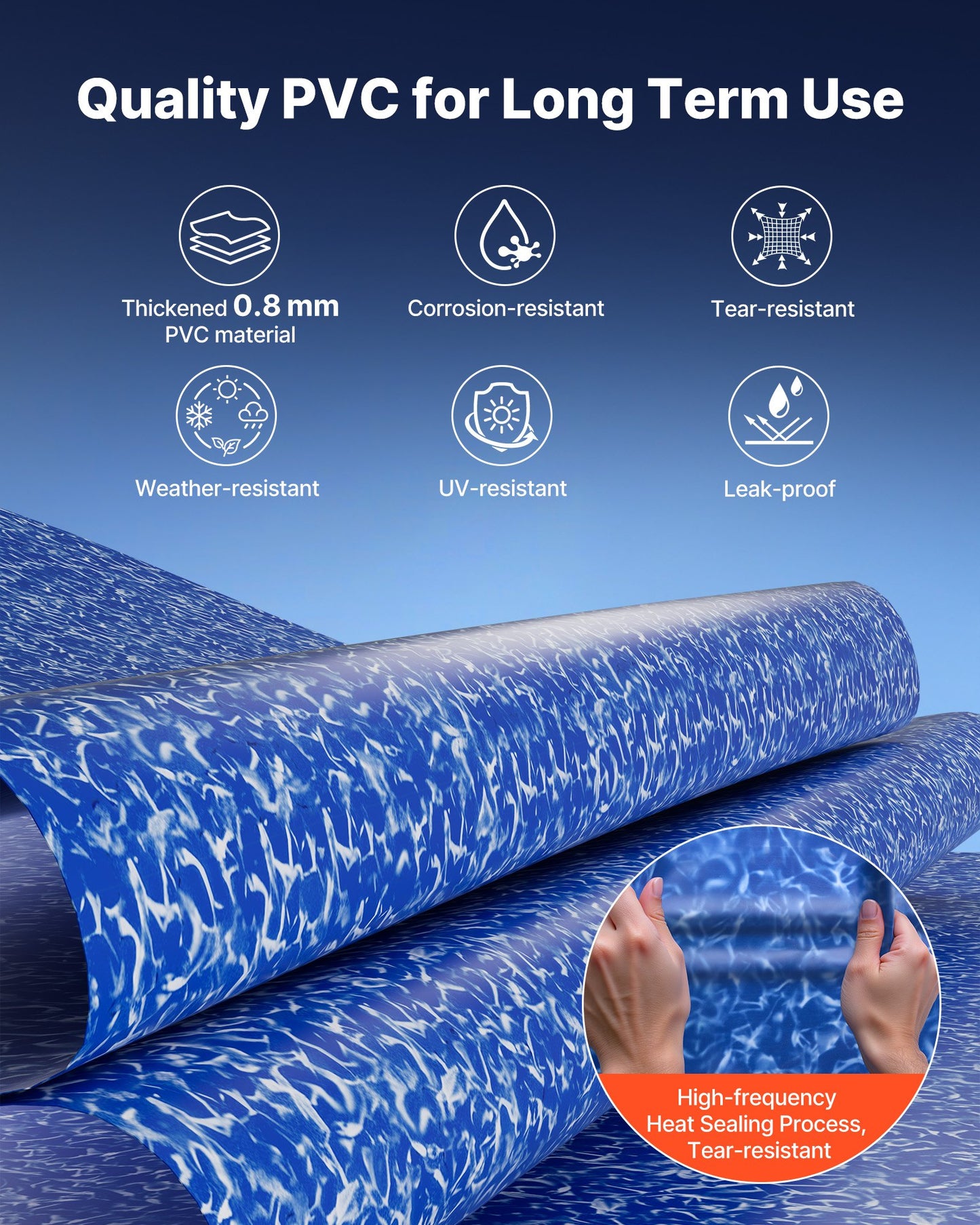10ft Round Above-Ground Pool Liner - Heavy Gauge Vinyl, Easy Install, Leak-Proof Patches
