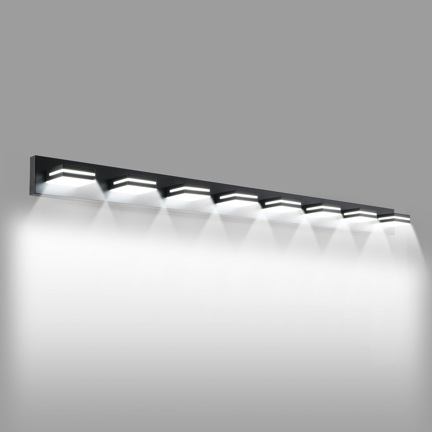 Modern Black LED Wall Sconce - 8-Light Bathroom Vanity Light