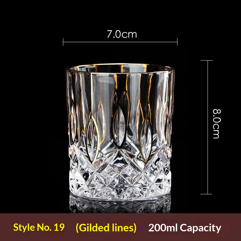Large Gold-Trimmed Gin Crystal Glass - Vintage Drinkware for Bar & Kitchen