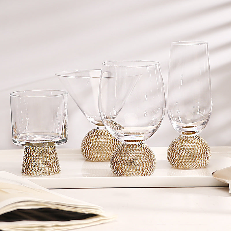 Luxury Diamond-Encrusted Crystal Wine Glass - Multiple Colors & Styles