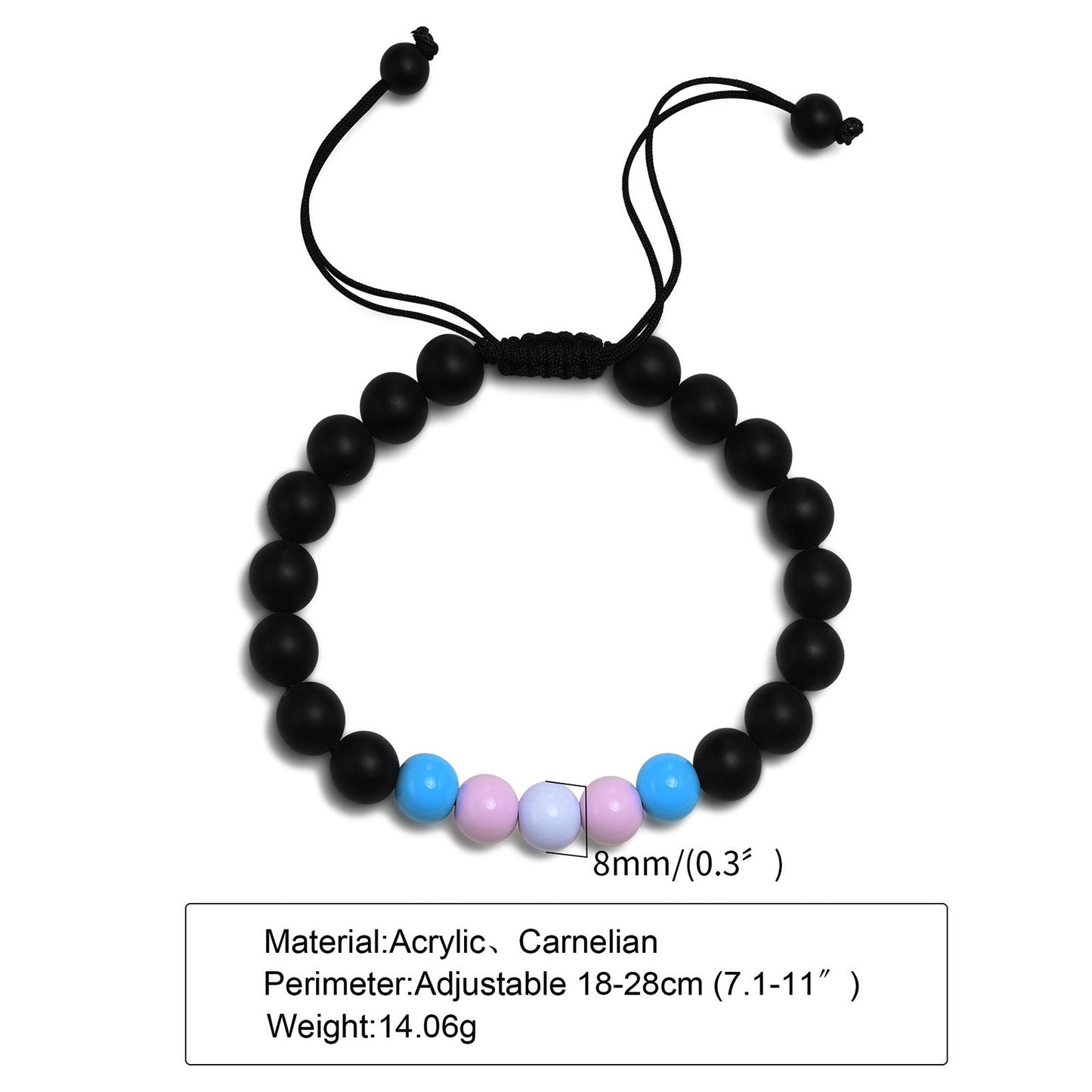 Black Agate Beaded Bracelet - Unisex Friendship Accessory