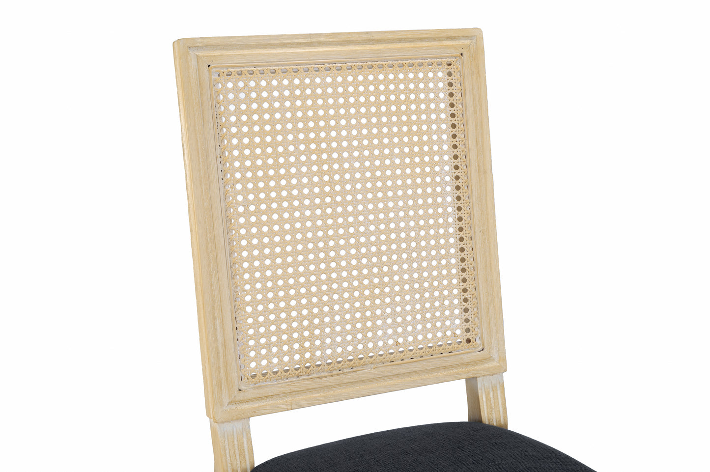 French Country Dining Chairs Set of 2 - Upholstered Grey
