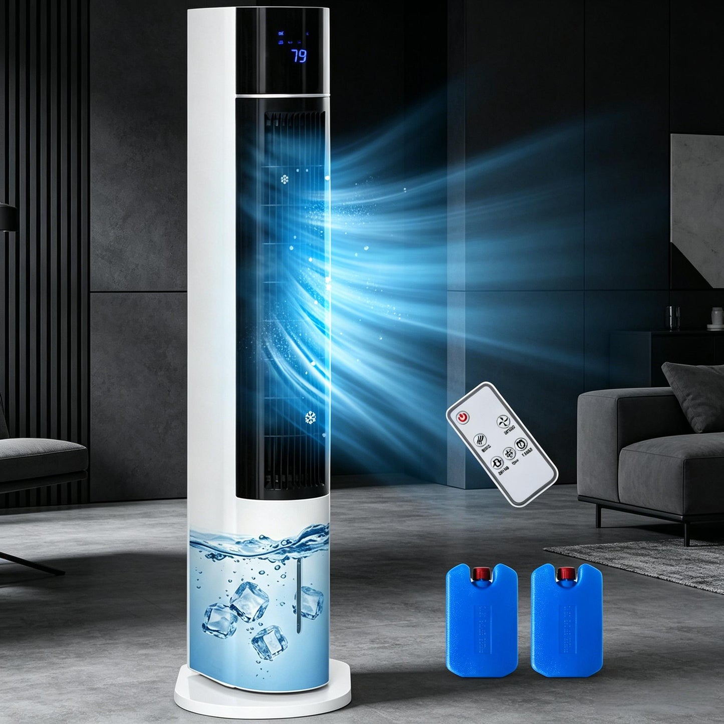 42" White Oscillating Portable Swamp Cooler with Humidifier