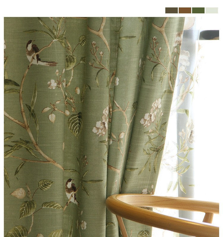 Rustic Country Style Window Curtains - Light-Blocking Cotton Linen Drapes
