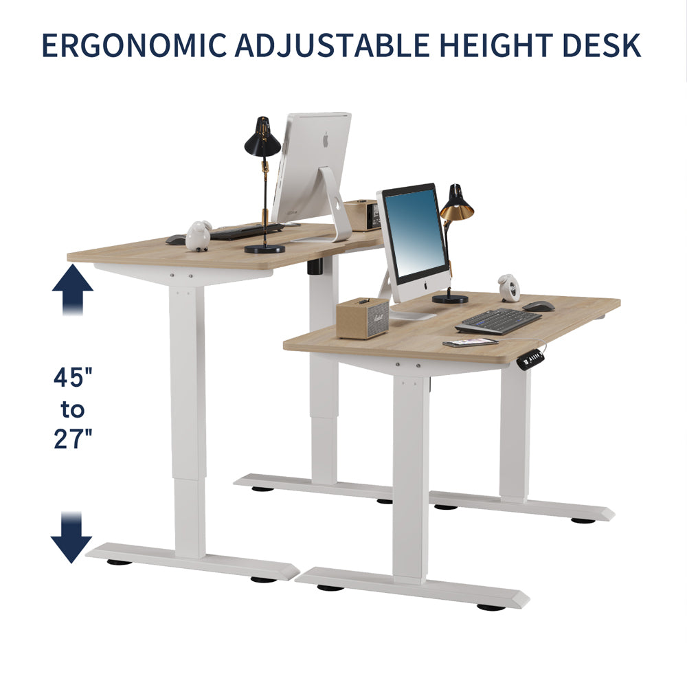 Electric Height Adjustable Standing Desk - 55" Oak Finish