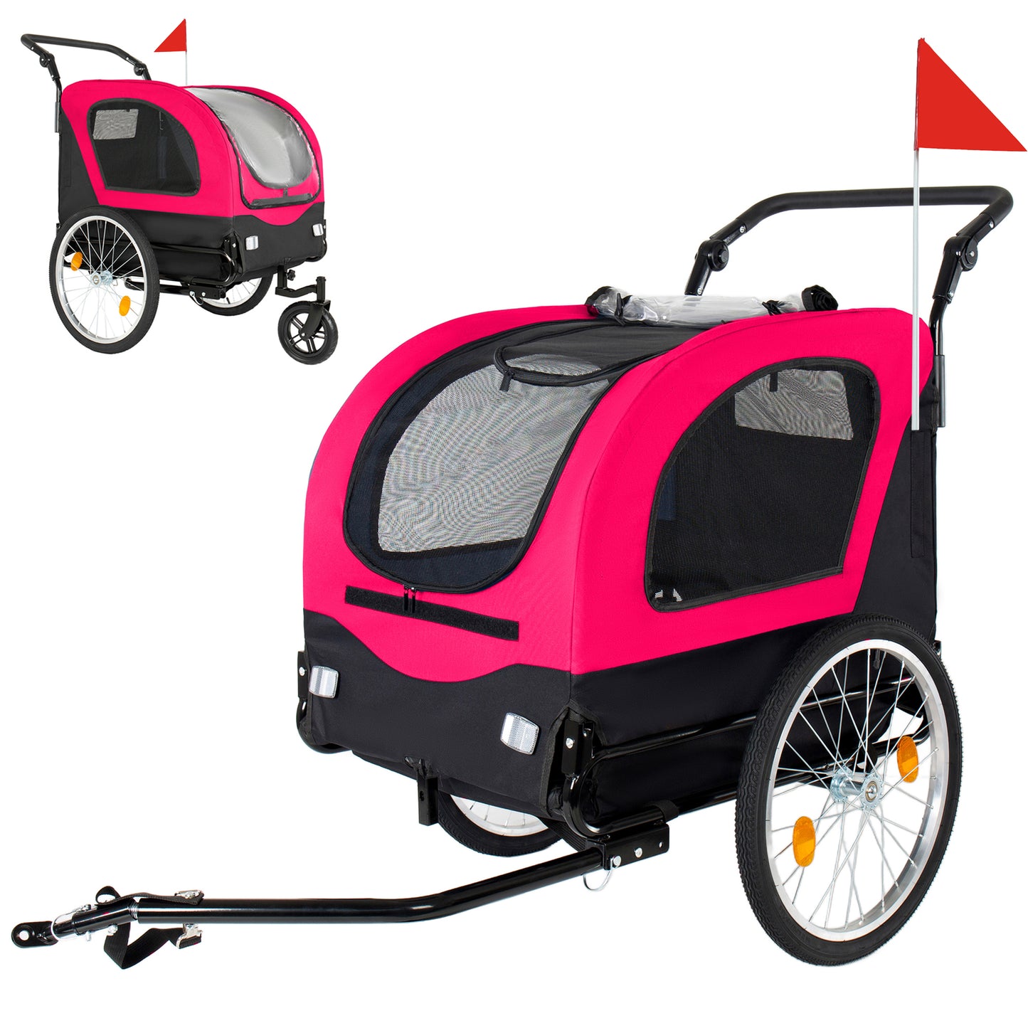 2-in-1 Bike Trailer & Pet Stroller For Dogs Up To 110lbs Foldable
