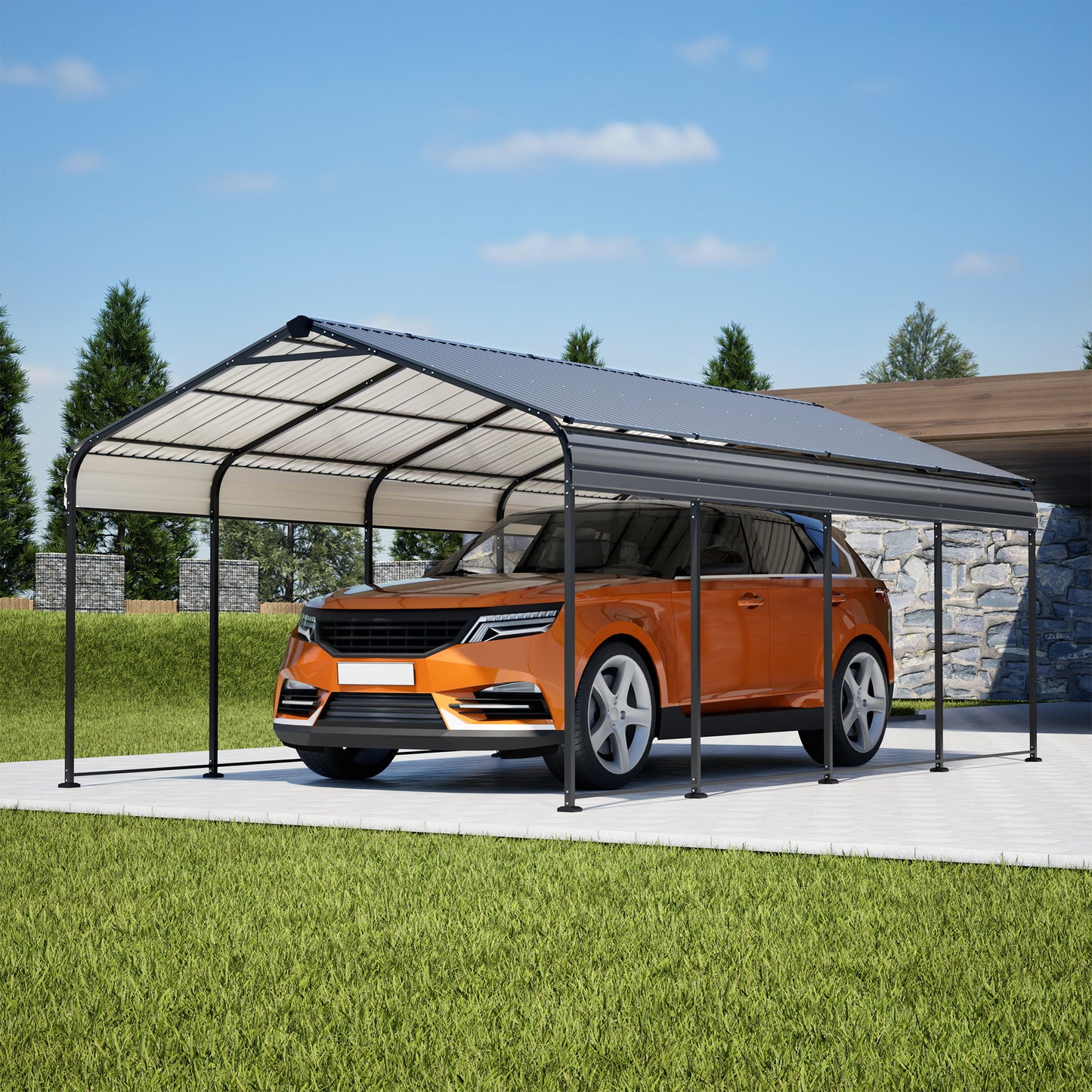 12X20 FT Metal Carport, Outdoor Car Shelter All Weather, Heavy Duty