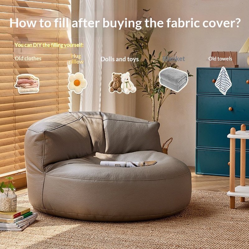 Beanbag Cover for Sofa Storage - Gray Microfiber Nano Leather