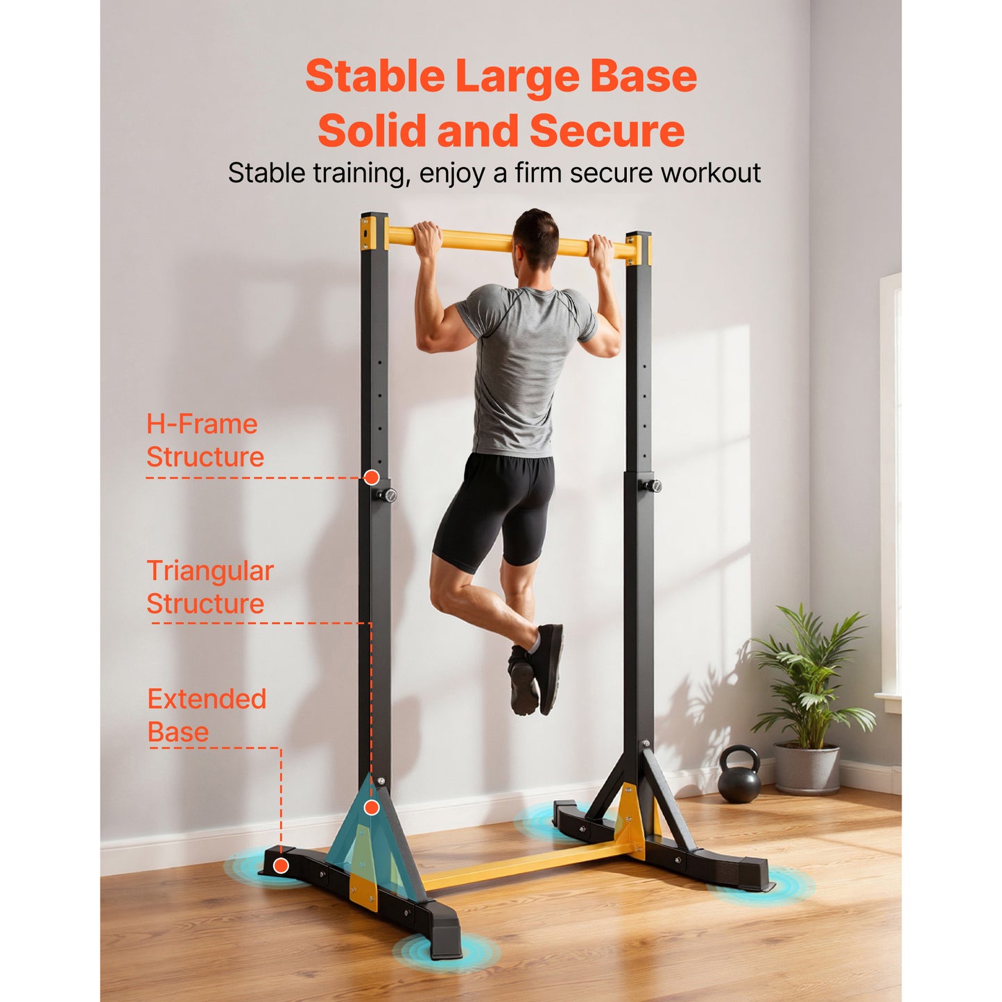 Portable Pull Up Bar Station - Heavy Duty Steel, 330LBS Capacity, 8-Level Height Adjustment