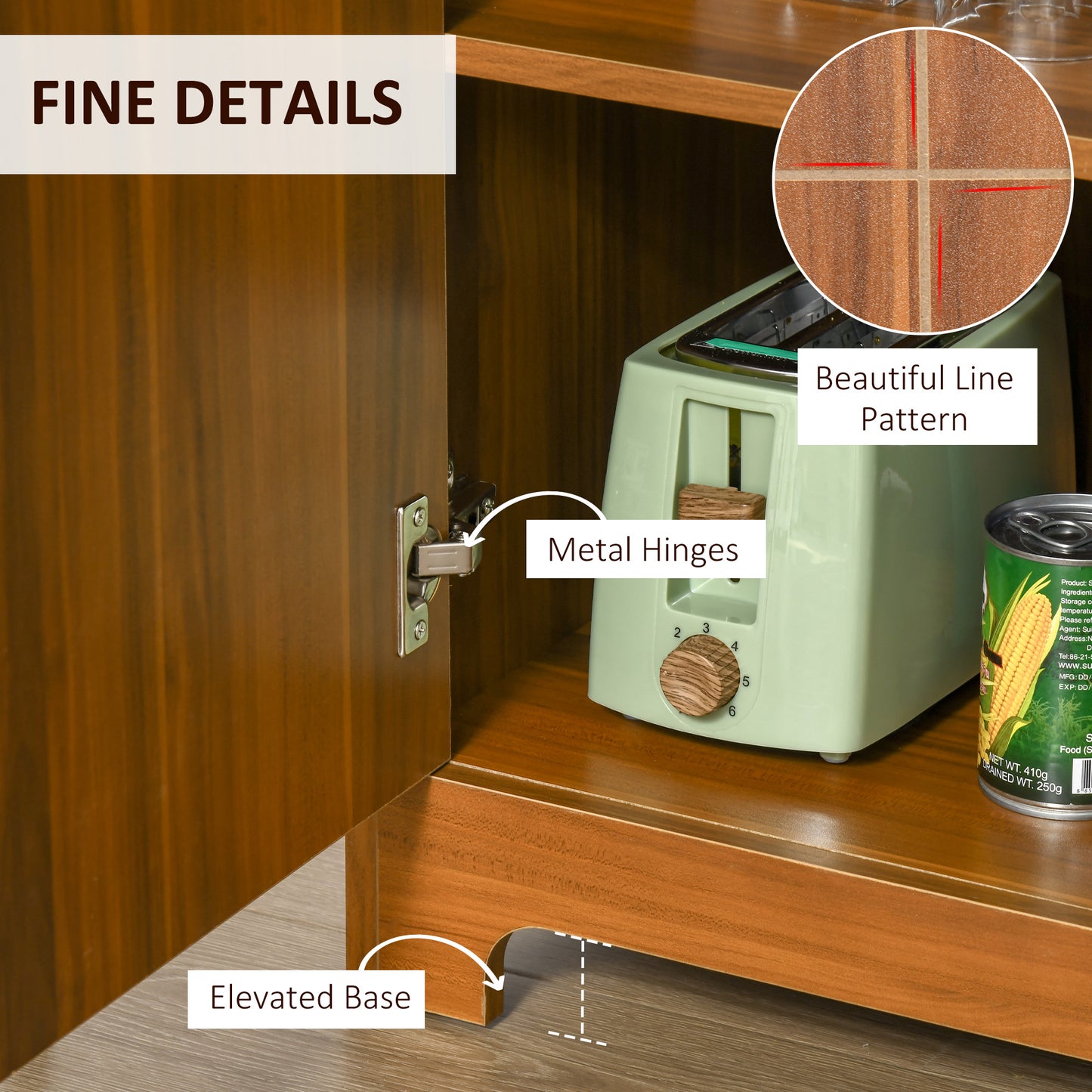 Retro Wine Cabinet for 6 Bottles, Rack Sideboard Serving Bar with