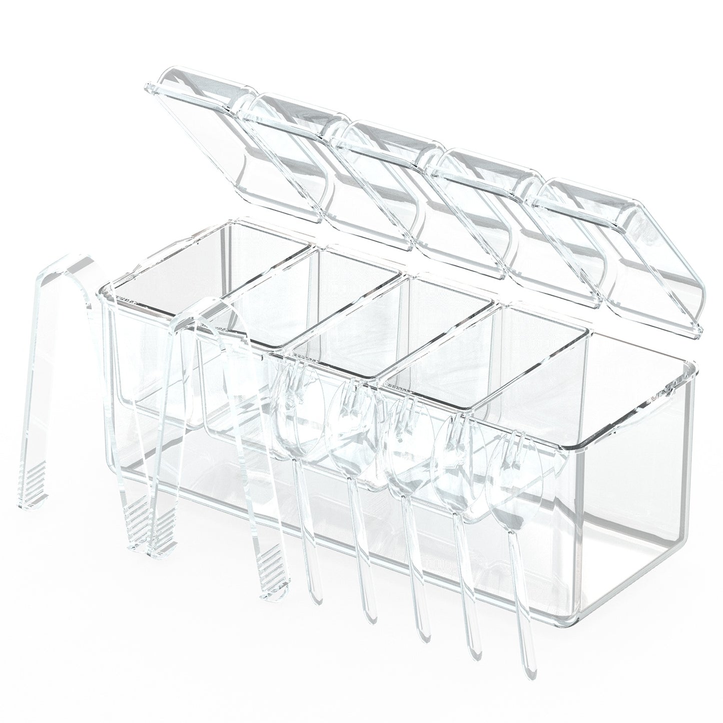 Ice Chilled Condiment Caddy with 5 Removable Food Trays & Tongs