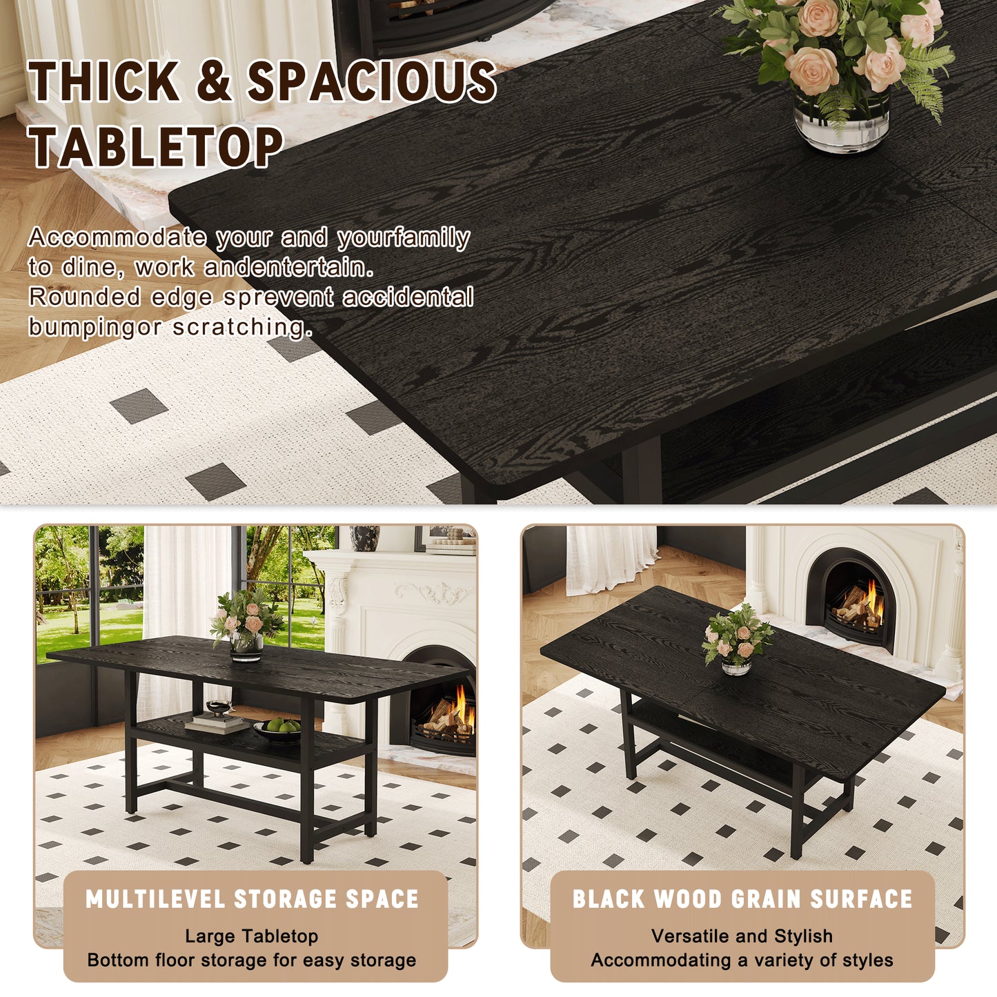 A 71 X35.4 Inch Dining Table With Tabletop Cleverly Pieced Together