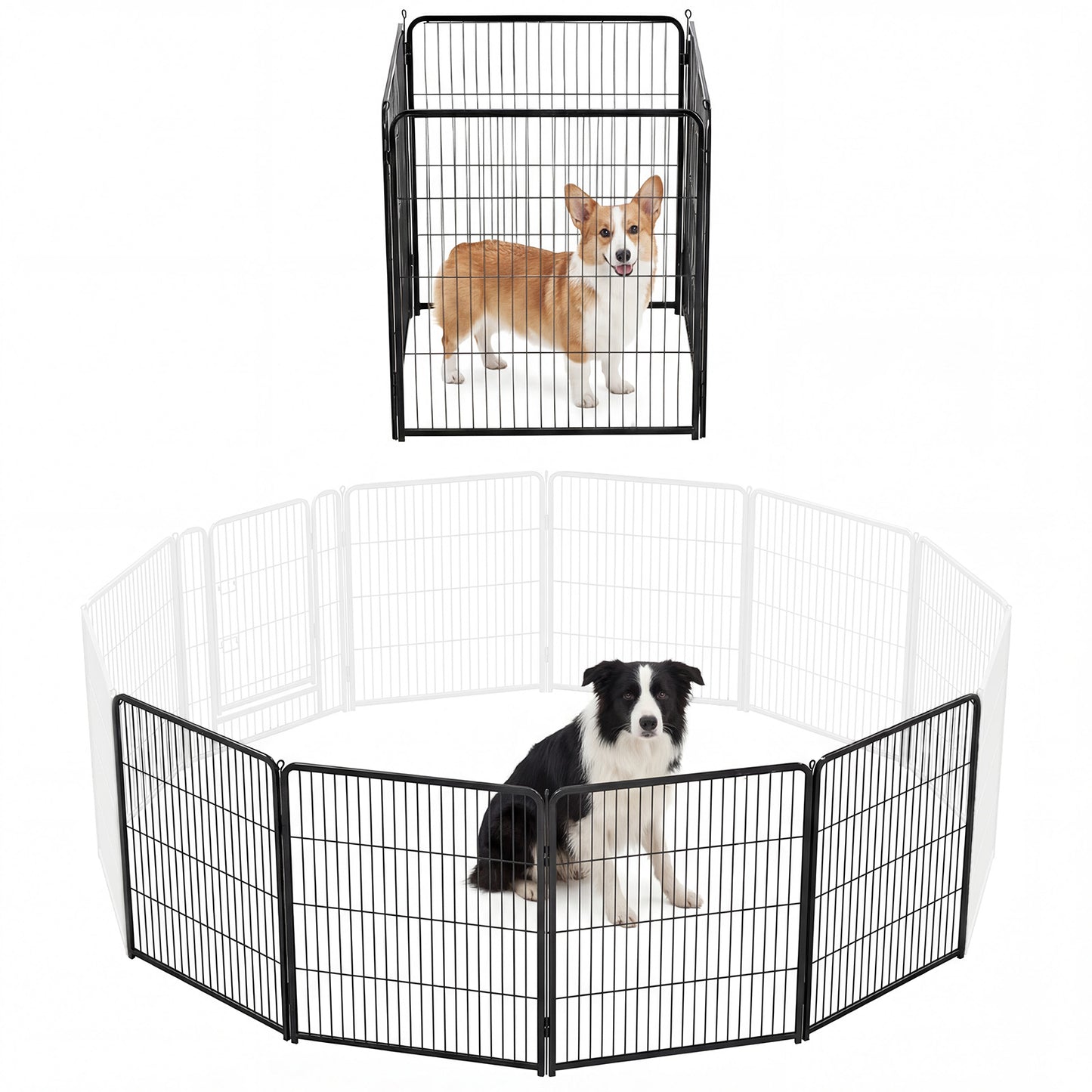 Foldable Metal Pet Fence with Door for Indoor & Outdoor Dog Safety - Multiple Sizes
