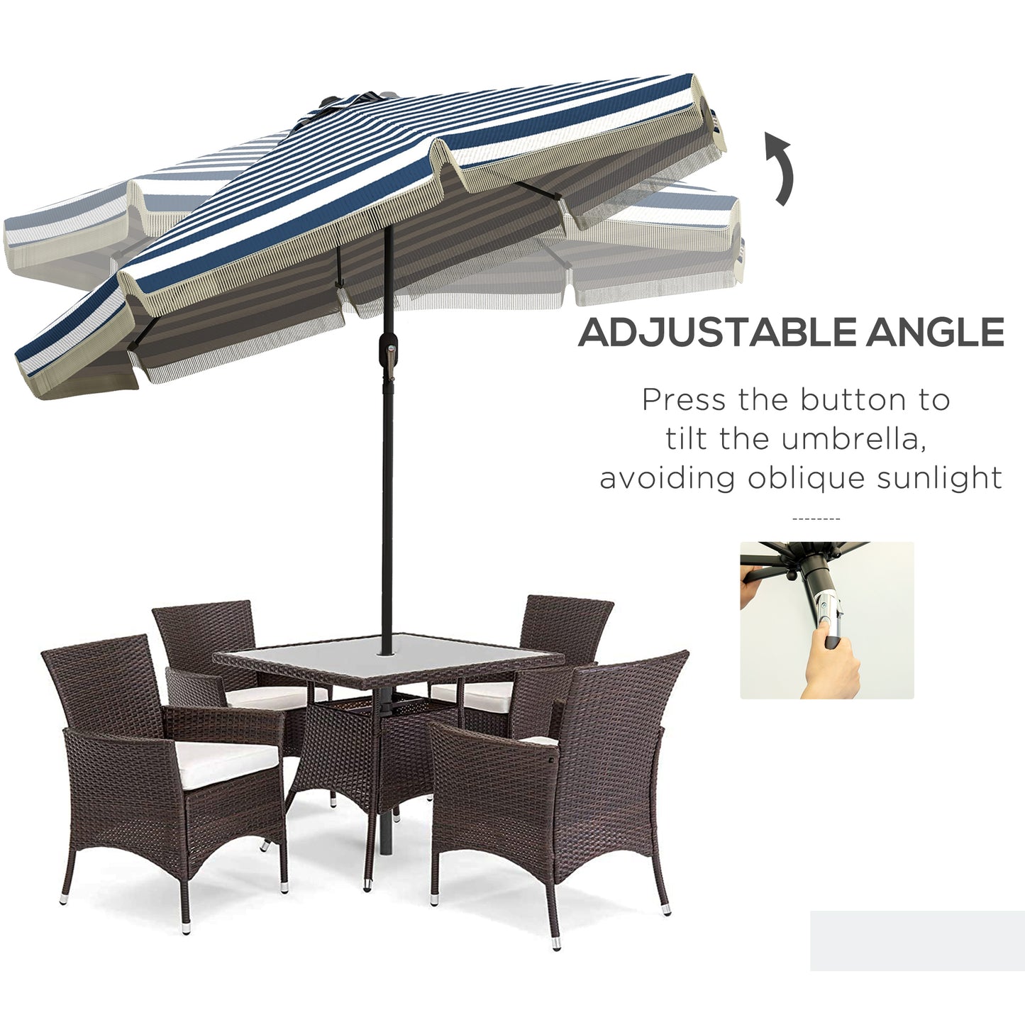 9ft Outdoor Patio Umbrella with Crank & Tilt - Blue Stripe