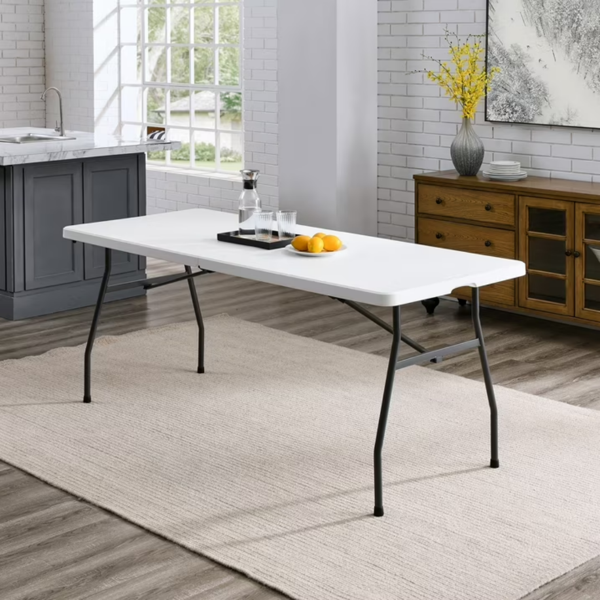 6-Foot Folding Plastic Table - Indoor & Outdoor Use, Scratch Resistant