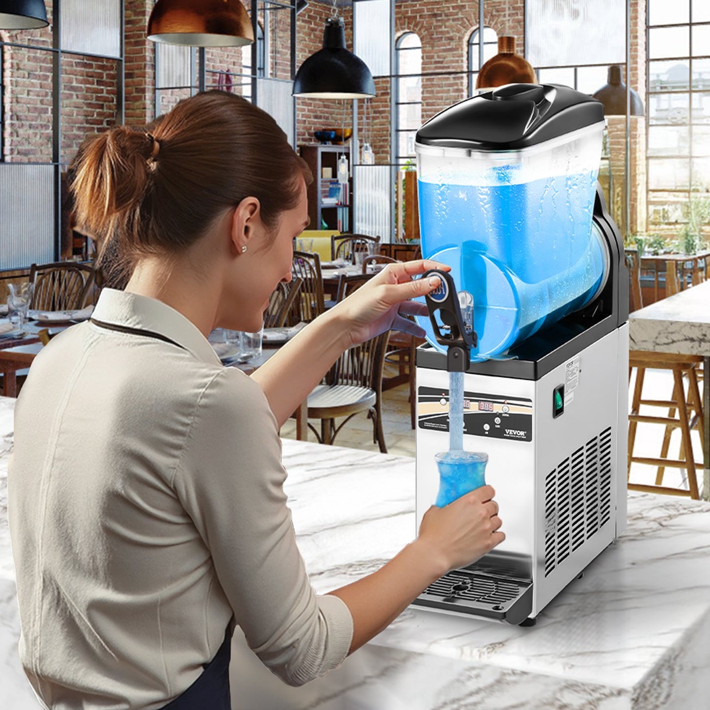 15L Commercial Slushy Machine for Frozen Drinks Margaritas & Smoothies