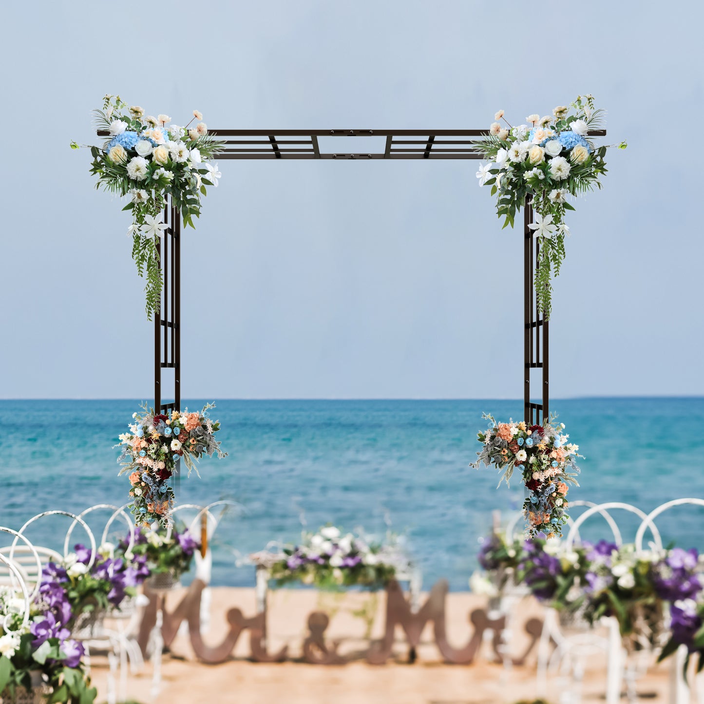 Adjustable Metal Garden Arch for Climbing Plants - Black